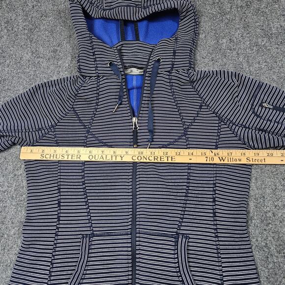 Athleta Full Zip Hoodie Size Medium Striped Fleece Lined Jacket Pockets Active - Picture 5 of 7